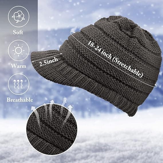 Damer Vinter Strikket Hat Vinter Kant Beanie Hat til Kvinder Slouchy B