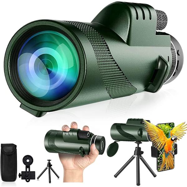 80x100 Monokular-Teleskop Højtydende Monokular til Voksne Monokular til Smartphone Adapter Monokular Teleskop Jagt