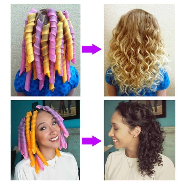 18-delt Spiral Curlers for Hårstyling uten Varme