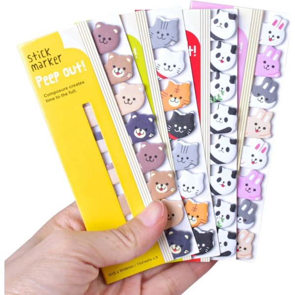 Sødt Dyr Sticky Notes, 4 stk. Dyreformede Klæbende Noter, Mini