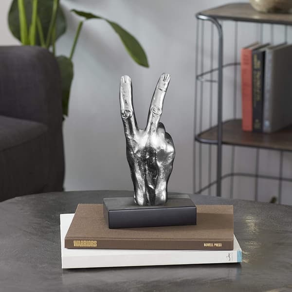 Sølv Polyresin Håndgestus Skrivebordsstatuer Finger Skulptur Dekoration