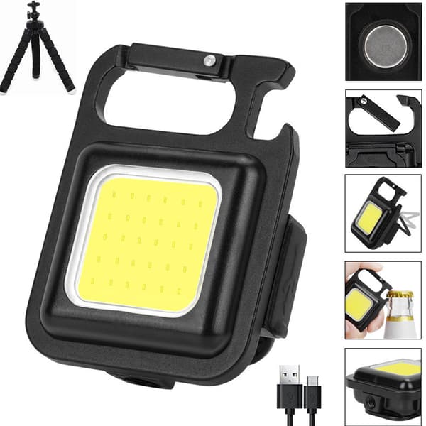 Multifunktionell Nyckelring Nödlampa USB Mini Nyckelring Ljus
