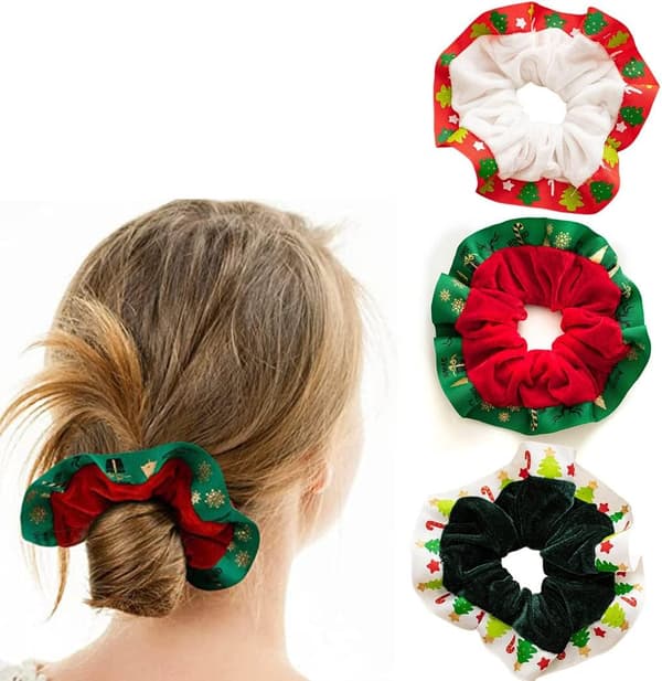 Sæt med 3 jule-scrunchies Elastiske hårbånd til kvinder DXGHC