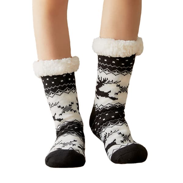 Dam Vinter Termiska Fleecefodrade Stickade Toffelstrumpor Skid Fuzzy