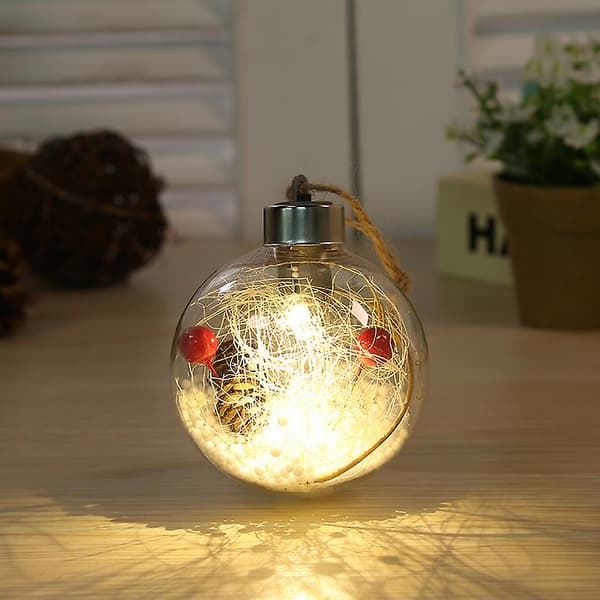 6 st 8 cm julkula i klart glas med LED-ljus för julgran