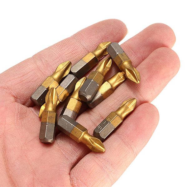 10 stk PH2 Phillips Bor Bits Titanium Skaft 25mm Længde Anti-Slip Magn