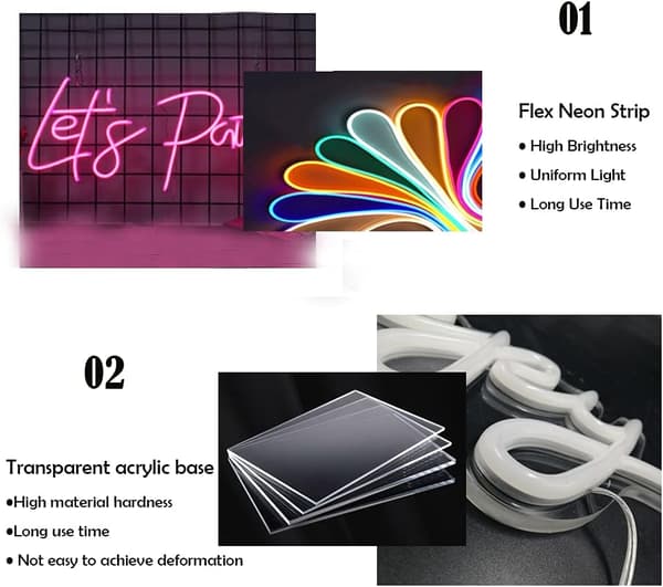 LED Bröllopsfestljus 43*25*5cm Let's Party Neonreklam N