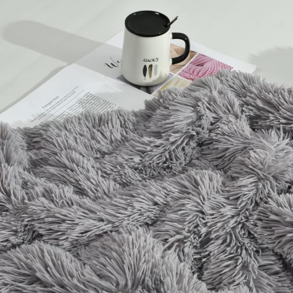 Supermjuk Shaggy Longfur Konstgjord Pälsfilt, Fuzzy Pläd