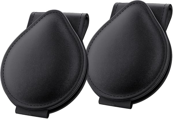 2-pack bilglashållare, PU+järn solglasögonklämmor, universell