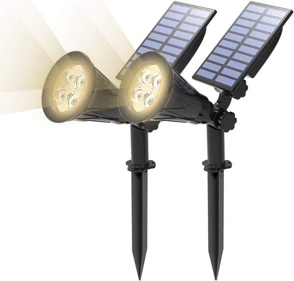 [2 Pak] Solcelle LED Overlyss, 4 LED Solcellelys, Vandafvisende Udendørs