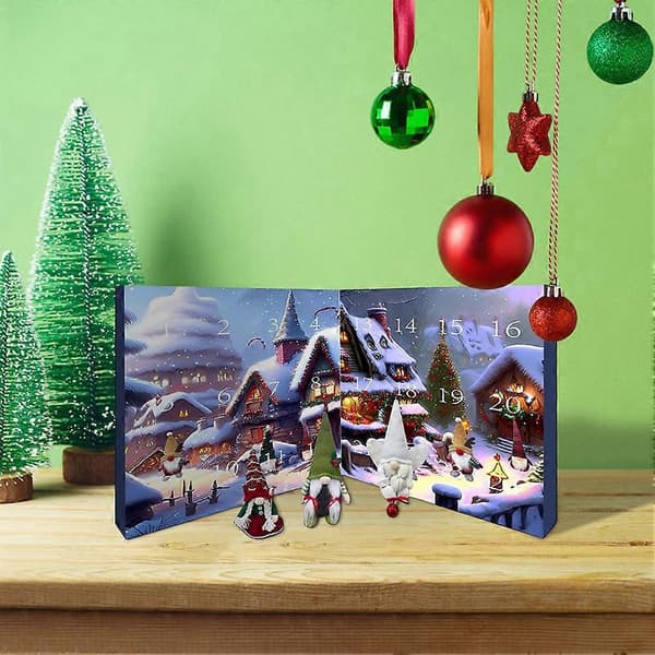 Julkalender 2024 med 24 plyschtomtar, nedräkningsfigurer, present till barn