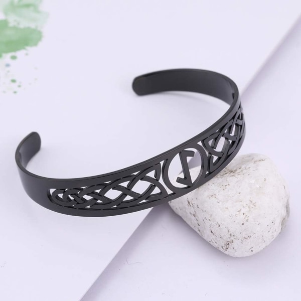 Norse Viking Armband i Rostfritt Stål med 24 Runor, Ihåligt Design