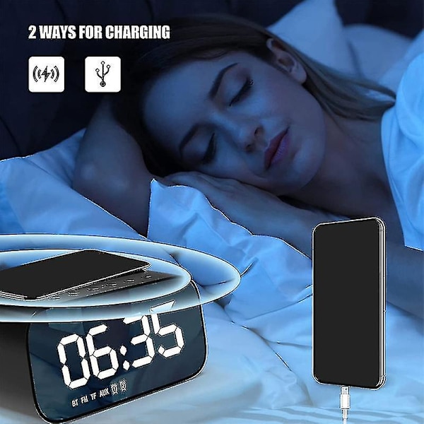 Digital väckarklocka med USB laddare, Bluetooth högtalare, led DXGHC