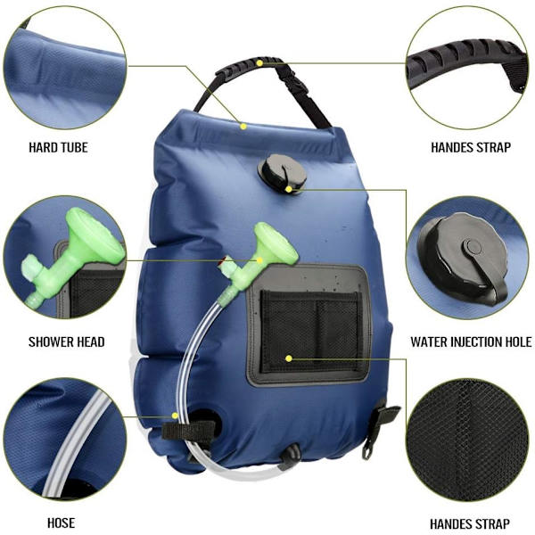 Dewenwils Solarduschväska Camping, 20L Solarduschväska DXGHC