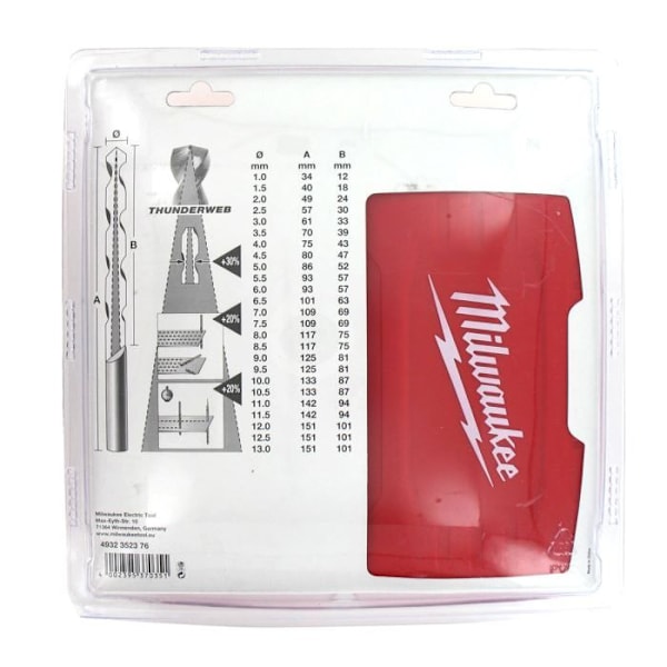 Låda med 25 metallborrar MILWAUKEE HSS-G THUNDERWEB 4932352376