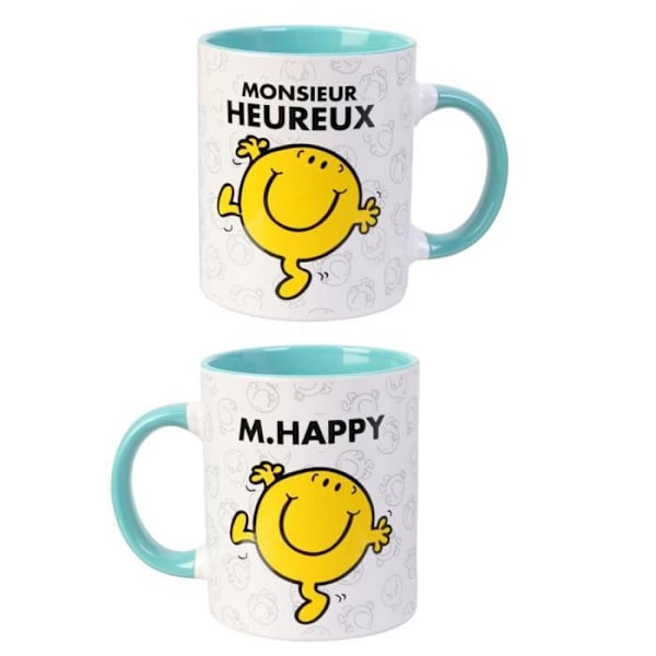 Keraaminen muki 'Monsieur Madame' vihreä (M. Heureux - M. Happy) - 95x80 mm [Q8994]