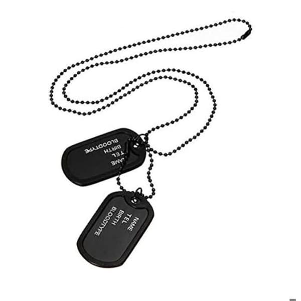 Halskæde Pendentif kæde Militær Sort, 2 mærker