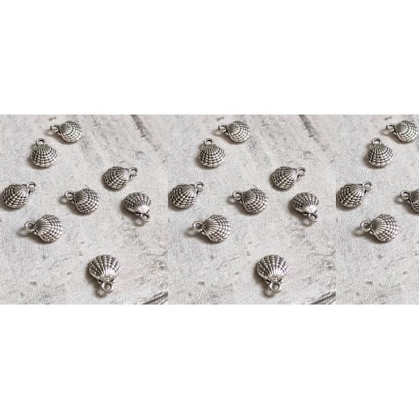 Lot med 20 silvermetallskalberlocker 13 x 10 mm DIY Ideal Smycken Creation