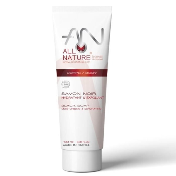 ALL NATURE Mustasaippua vartalolle 100 ml kosteuttava & kuoriva