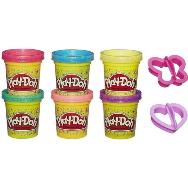 PLAY-DOH - Kimallepaste - 6 x 56 g PLAY-DOH - myrkyttömä.