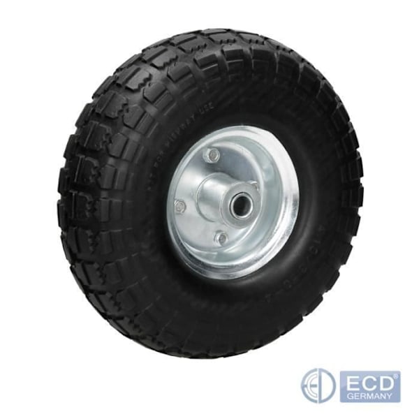 Kottikärryn rengas - ECD GERMANY - 4.10 / 3.50-4 - Polyuretaanista - Kapasiteetti 130 kg - Metallivanteet Svart