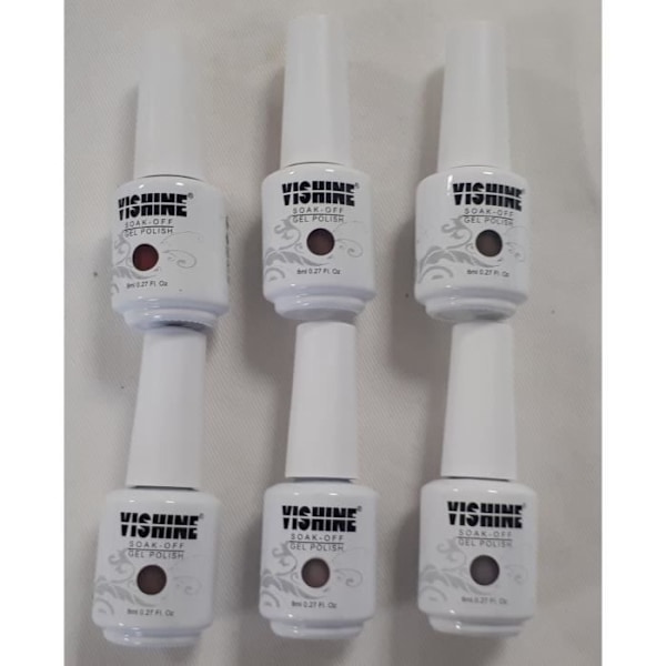 Vishine Set med 6 st Beige, Rosa, Taupe etc Semi permanent lack 8 ml UV LED