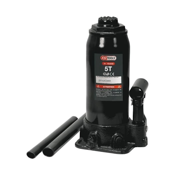 Hydraulisk flaskdomkraft - KSTOOLS - 5T - Stål - Svart Svart