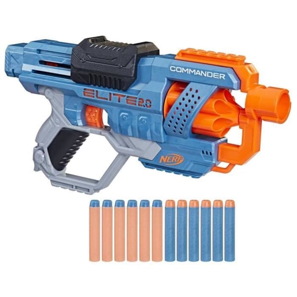 Nerf Elite 2.0 - Commander RC-6 - Rotationsmagasin til 6 pile - Tilpasningsbar Multifarvet