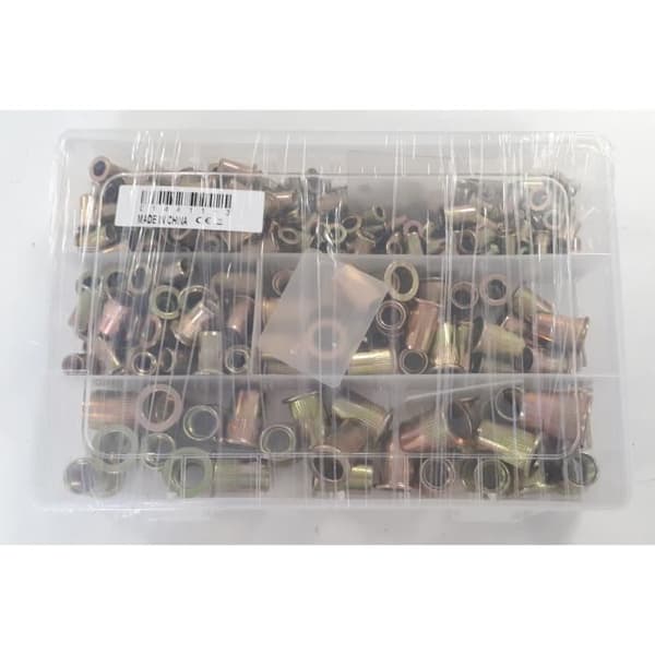 Sæt med fladhovede popnitter assortering forskellige størrelser