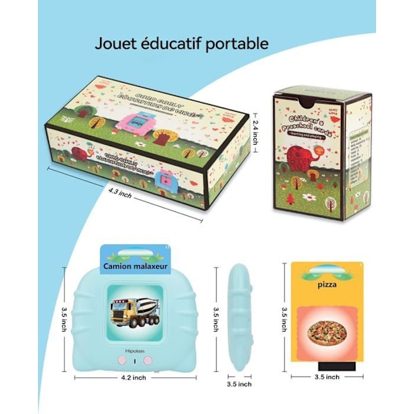 Flash Educational Cards - Learning Toys for Children 1-6 Years - 224 Words in French (Blue)