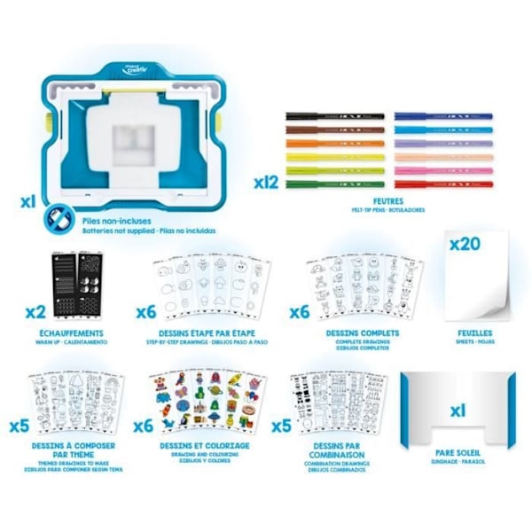 Maped Creativ - Lumiboard - Lysande maskin för att lära sig rita för barn från 4 år Flerfärgad