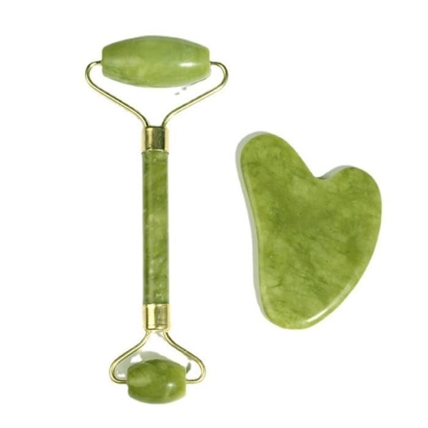 Gua Sha och Jade Roller Tool, BAIMEI ansikts- och nackmassagekit, Gua Sha lugnar, lugnar och slappnar av huden