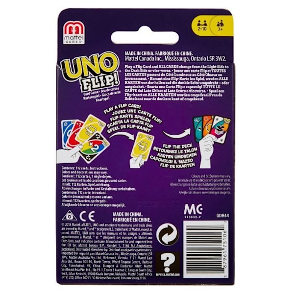 Mattel Games - Uno Flip Side - Perhekorttipeli - 7-vuotiaat ja sitä vanhemmat GDR44 Blå