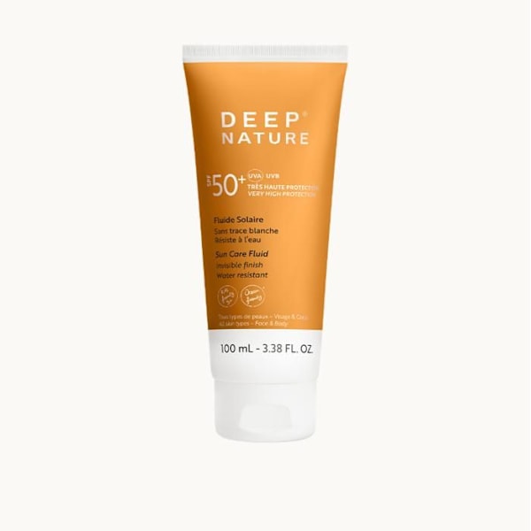 DEEP NATURE - Fluide Solaire 100mL Utan Vita Fläckar SPF50