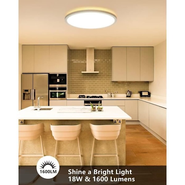LEDYA LED Loftlampe Badeværelse, 24W 1600LM, Loftlampe Stue 3000K, til Soveværelse, Køkken, Balkon, Korridor, Varm Hvid, 2217