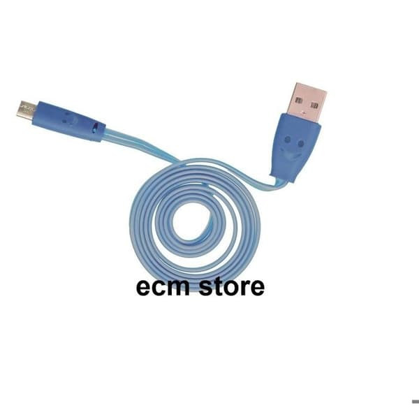 Mikro USB ladekabel - BE MIX - 1 m - Flad lysende - Anti-krusning - Intelligent LED blå
