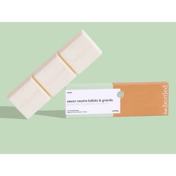 UNBOTTLED Neutral Soap - Babies & Grownups mandel & druvkärnor 3 x 100 g
