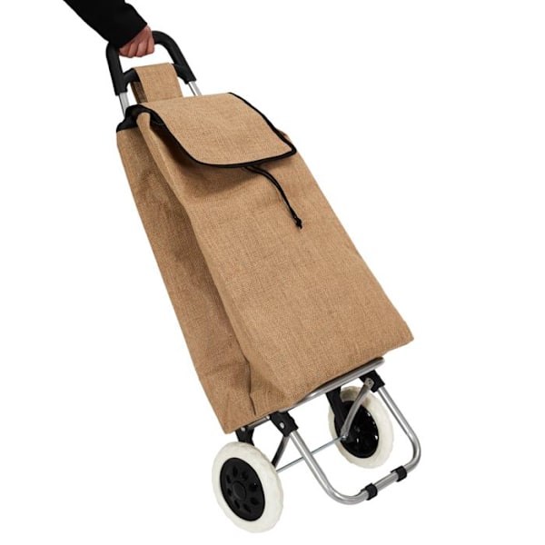 Kærre Indkøbsvogn Med 2 Hjul Jute Indkøbstaske H: 95cms