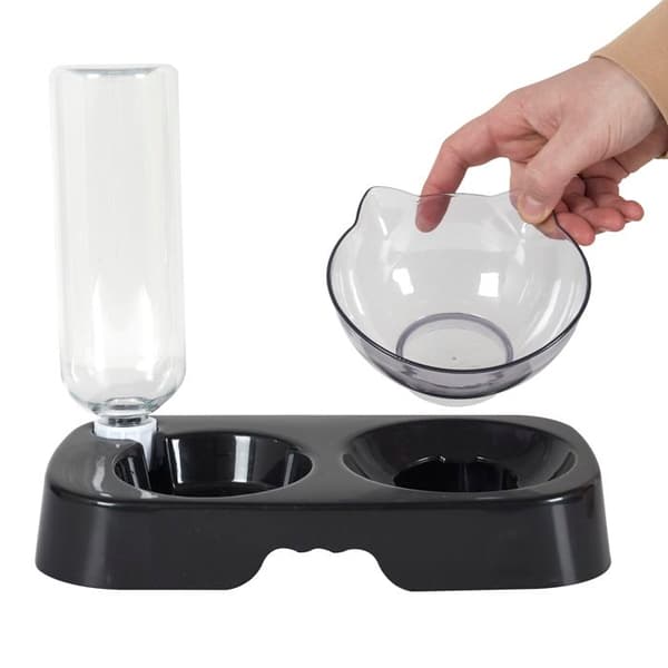 Skål og Vanddispenser - KONCEPTET - Ergonomisk - Sort - Til Katte - Indendørs