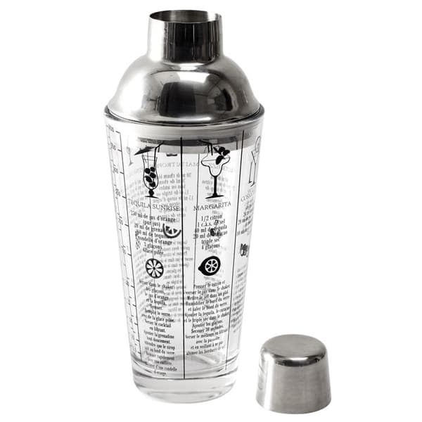 Glas shaker - COOK CONCEPT - 450 mL - Med opskrifter - Sølv og gennemsigtig ARGENT, TRANSPARENT