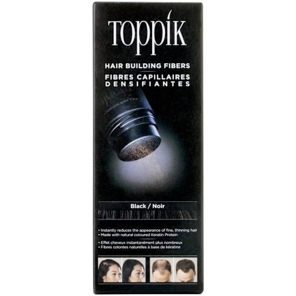 Tæthedsgivende hårfibre - TOPPIK - Sort - 12 g - Vandafvisende - Naturligt udseende Svart