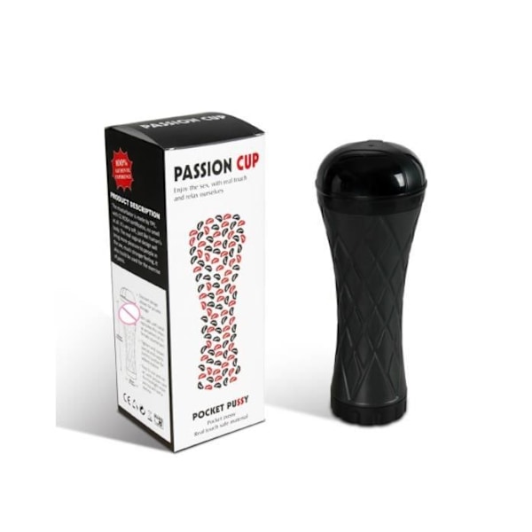 Vibromassör onanator - PASSION - CUP POCKET PUSSY - Svart - Vibrerande - 235mm x 93mm
