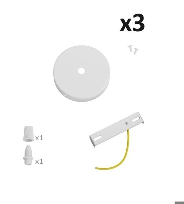Kit Mini Rosace Métallique - CREATIVE CABLES - Pack med 3 - Hvid Mat - 83 mm - Indendørs