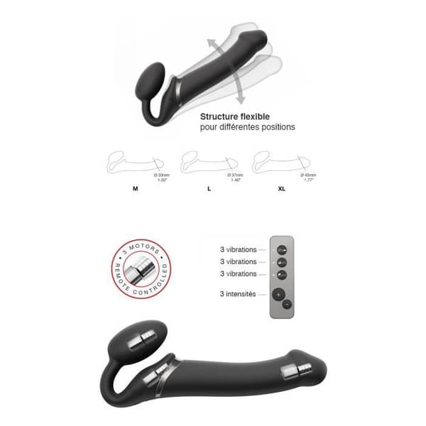 Strap-on-me vibrerende strap-on dildo sort M SVART