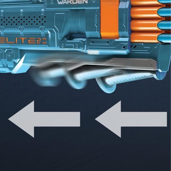 NERF - Elite 2.0 - Blaster Warden DB-8 16 dartpile NERF - affyrer 2 dartpile ad gangen - taktisk skinne til tilpasning Flerfarvet