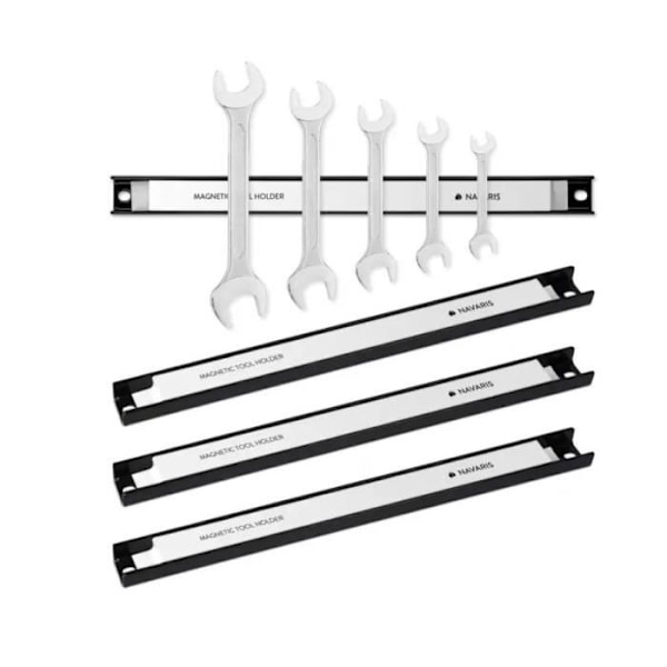 Magnetisk stang til værktøj - Navaris - 4x 30cm - Metal - Sort - Praktisk opbevaring