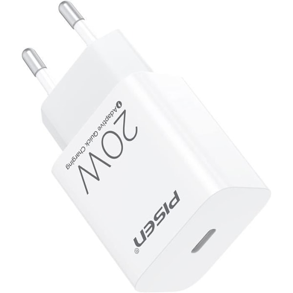PISEN USB C Power Charger 20W PD 3.0 Snabbladdare Adapter Kompatibel med iPhone-Galaxy-Xiaomi-Huawei