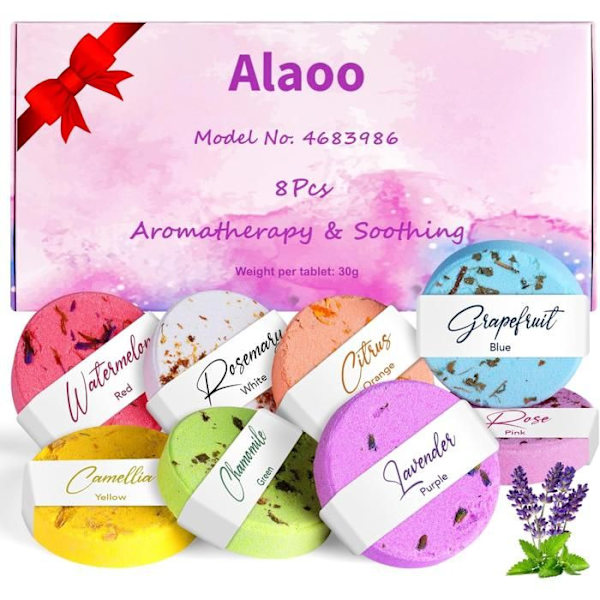 Alaoo 8-pack Aromaterapi Duschtabletter, Badbomber Set, Duschbomber