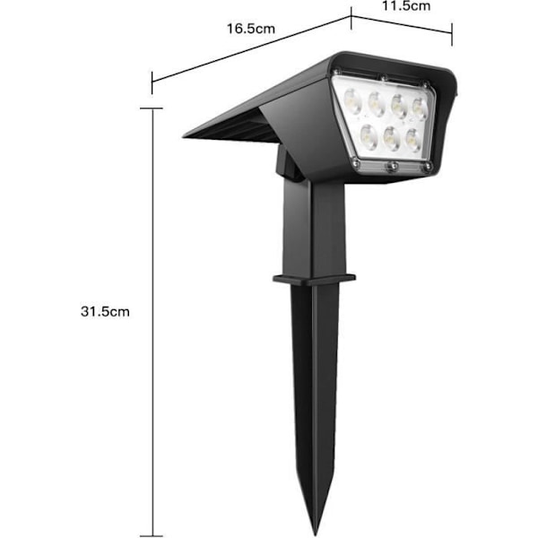 Set med 2 solstrålkastare 2 i 1 projektor att fästa eller fixa - LUMISKY - CURTIS - H31,5 cm - Vit LED Vit