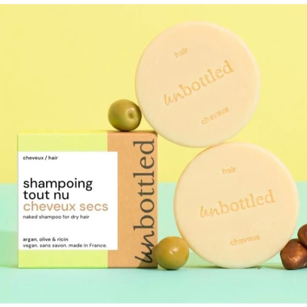 Shampooing Tout Nu Kuivat Hiukset Argani, Oliivi ja Risiini 75 gr UNBOTTLED